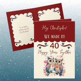 Ehemann 40. Jubiläum Uhu blau Karte