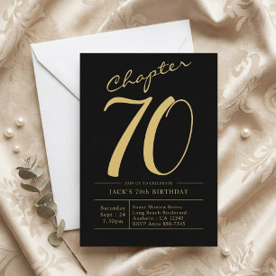 Ehemann 70. Geburtstag Siebzig Schwarz Gold Party Einladung