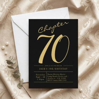 Ehemann 70. Geburtstag Siebzig Schwarz Gold Party Einladung