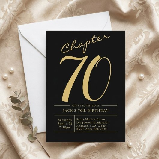 Ehemann 70. Geburtstag Siebzig Schwarz Gold Party Einladung