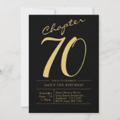 Ehemann 70. Geburtstag Siebzig Schwarz Gold Party Einladung (Vorderseite)