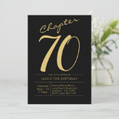 Ehemann 70. Geburtstag Siebzig Schwarz Gold Party Einladung (Stehend Vorderseite)