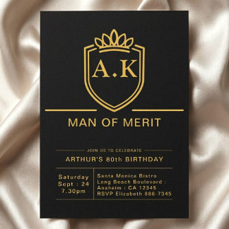 Ehemann 80. Geburtstag 80 Jahre Schwarz Gold Party Einladung