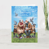 Ehemann Altes Paar auf einer Bank Hochzeit Jahrest Karte (Vorderseite)