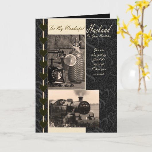 Ehemann, Birthday Husband-Dampfzug Karte (Gelbe Blume)