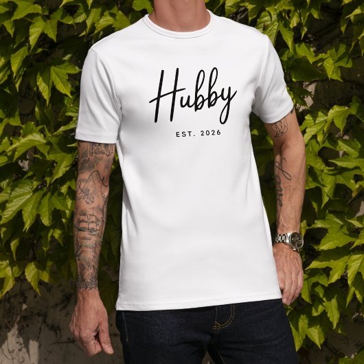 Ehemann Black Script-Typografie Gründungsjahr     T-Shirt