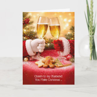 Ehemann Champagner Toast Weihnachten Frohe Feierta Karte