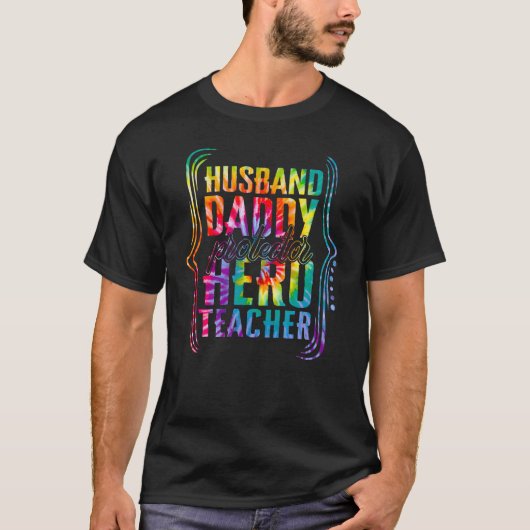 Ehemann Daddy Beschützer Held Lehrer Tie Dye Golde T-Shirt (Vorderseite)