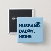 Ehemann. Daddy. Held. Retro-Grafik Button (Vorne & Hinten)