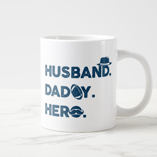 Ehemann. Daddy. Held. Retro-Grafik Jumbo-Tasse (Rechts)