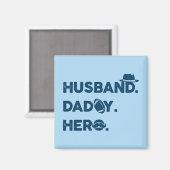 Ehemann. Daddy. Held. Retro-Grafik Magnet (Vorderseite/Rückseite)