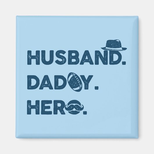 Ehemann. Daddy. Held. Retro-Grafik Magnet (Vorne)