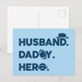 Ehemann. Daddy. Held. Retro-Grafik Postkarte (Vorne/Hinten)