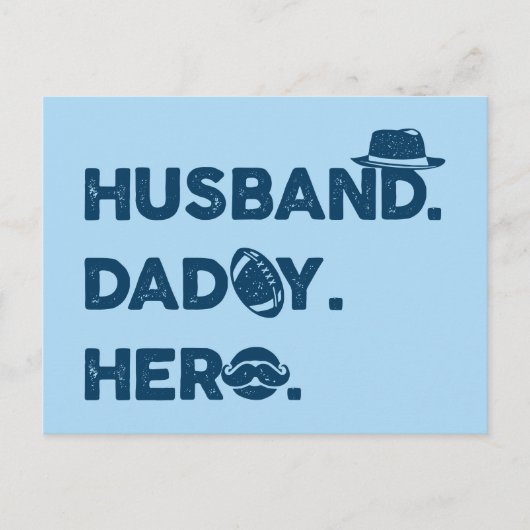 Ehemann. Daddy. Held. Retro-Grafik Postkarte (Vorderseite)