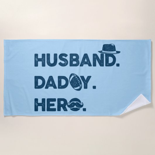 Ehemann. Daddy. Held. Retro-Grafik Strandtuch (Vorderseite)