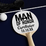 Ehemann der Ehre Pong Paddle Paddel Tischtennis Schläger<br><div class="desc">Perfekte Hochzeitsfeier danke Ihnen für Ihr Tischtennis liebenden Mann der Ehre. Fügen Sie einfach seinen Namen und Ihr Hochzeitstag hinzu. Sie können eine Hintergrundfarbe zum Anzug Ihrer Hochzeitsfarbe, </div>