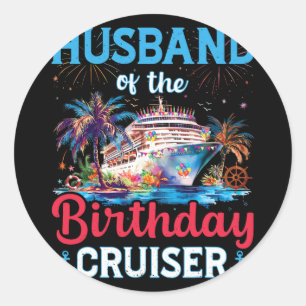 Ehemann des Geburtstags Cruiser Funny Cruise Gebur Runder Aufkleber