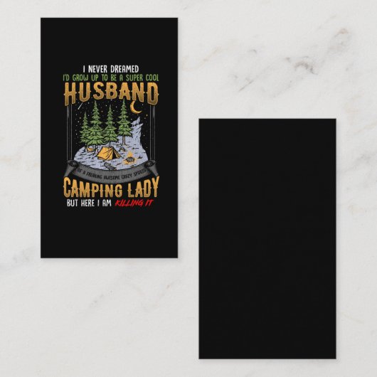 Ehemann eines Camping Lady Ehefrau Vater Camper Visitenkarte (Vorne/Hinten)