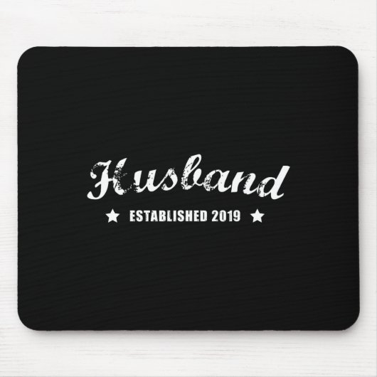 Ehemann Est 2019 Vintage Hochzeitskunstwerk Mousepad (Vorne)