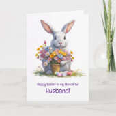 Ehemann Frohe Ostern mit süßem Häschen Karte (Vorderseite)