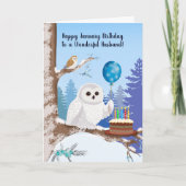 Ehemann Froher Januar-Geburtstag Schneeeule Karte (Vorderseite)