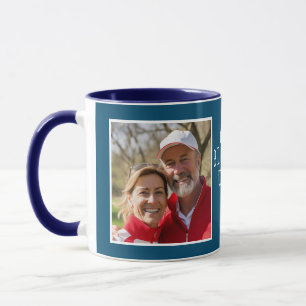 Ehemann Geburtstag Zwei Fotos & Text Türkis Blau C Tasse