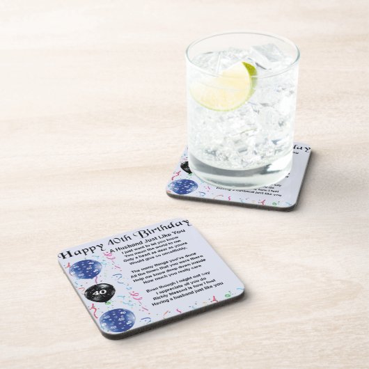 Ehemann-Gedicht - 40. Geburtstag Getränkeuntersetzer (Rechte Seite)