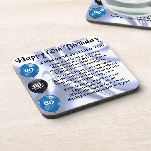 Ehemann-Gedicht - 60. Geburtstag Untersetzer (Linke Seite)