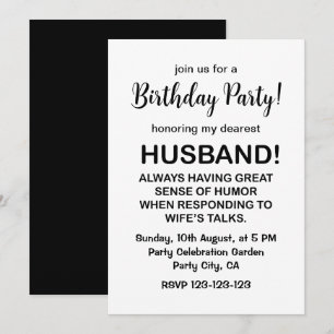 Ehemann Hubby Zitat Lustiger Ehemann Geburtstag Einladung