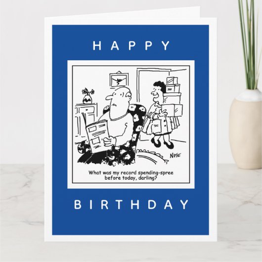 Ehemann in Schock über den Cartoon der Ehefrau Aus Karte (Vorderseite)