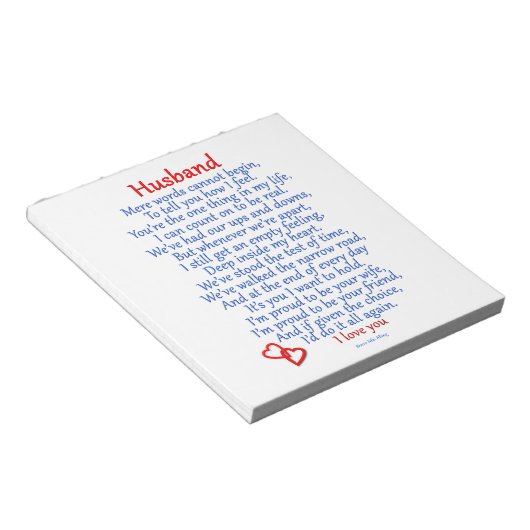 Ehemann-Liebe Notizblock (angewinkelt)