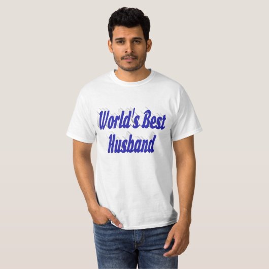 Ehemann mit blauem Text-T - Shirt (Vorne ganz)