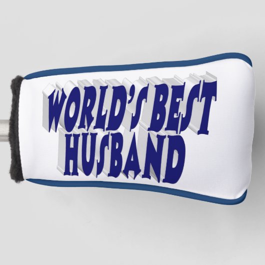 Ehemann mit dunkelblauem Text Golf Headcover (Vorderseite)