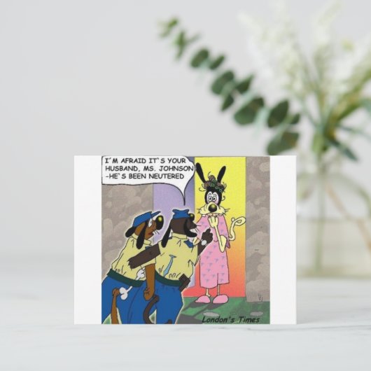 Ehemann Neutered Funny Dog oder Polizeigeschenke & Postkarte (Stehend Vorderseite)