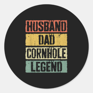 Ehemann Papa Cornhole-Legende Runder Aufkleber
