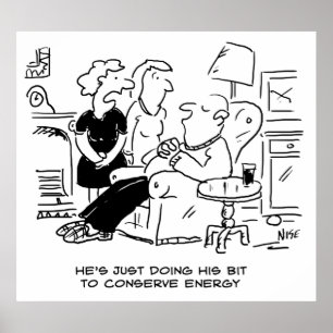 Ehemann schläft, um Energie retten Poster