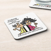 Ehemann-und Ehefrau-Haltungs-Spaß Getränkeuntersetzer (Linke Seite)