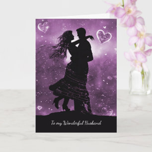 Ehemann Valentinstag mit silhouettiertem Paar Karte