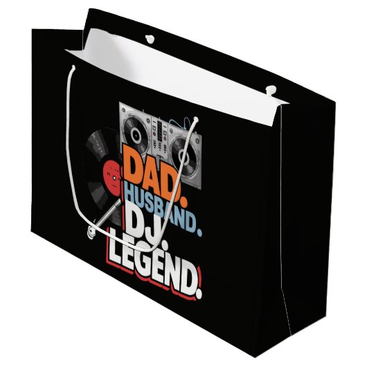 Ehemann Vater DJ Legende Große Geschenktüte (Vorderseite Schrägansicht)