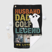 Ehemann, Vater, Golf Legend 3xFoto Fathers Day Ges Golfhandtuch (Insitu)
