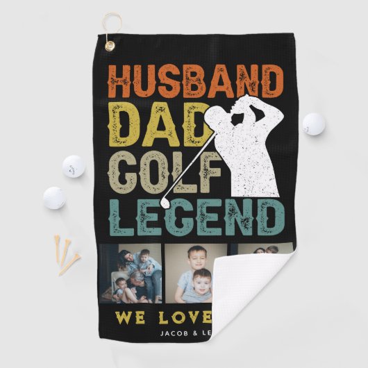 Ehemann, Vater, Golf Legend 3xFoto Fathers Day Ges Golfhandtuch (Insitu)