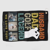 Ehemann, Vater, Golf Legend 3xFoto Fathers Day Ges Golfhandtuch (Horizontal)