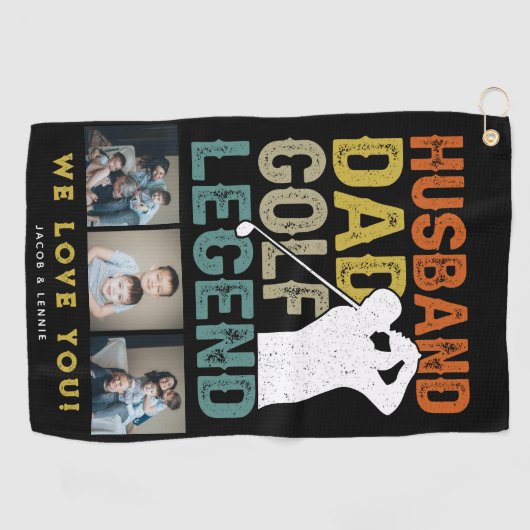 Ehemann, Vater, Golf Legend 3xFoto Fathers Day Ges Golfhandtuch (Horizontal)