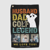 Ehemann, Vater, Golf Legend 3xFoto Fathers Day Ges Golfhandtuch (Vorderseite)