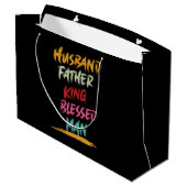 Ehemann, Vater, König, gesegneter Mann | Vater Große Geschenktüte (Rückseite Schrägansicht)