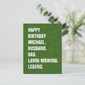 Ehemann Vater Name Rasenmäher Legend Fun Geburtsta Postkarte (Stehend Vorderseite)