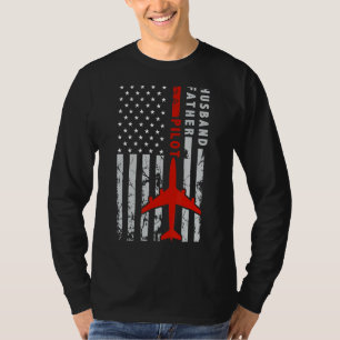 Ehemann Vater Pilot US-Flagge Flugzeug Flugzeug Fl T-Shirt
