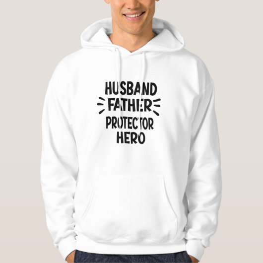 Ehemann Vater Protector Hero Funny Vatertag Hoodie (Vorderseite)