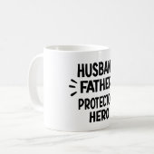 Ehemann Vater Protector Hero Funny Vatertag Kaffeetasse (Vorderseite Links)