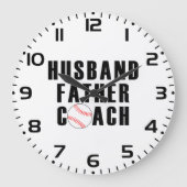 Ehemann Vater Trainer Baseball-Vater-Zitat Große Wanduhr (Vorderseite)